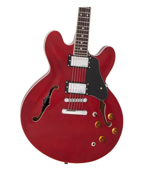 VINTAGE VSA500 REISSUED SEMI ACOUSTIC CHERRY RED