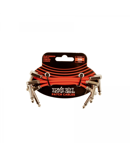 ERNIE BALL 6401 FLAT RIBBON PATCH CABLE RED 7,62CM 3-PK