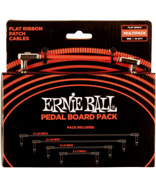 ERNIE BALL 6404 FLAT RIBBON PATCH CABLES RED MULTI-PACK