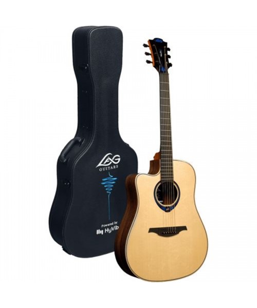 LAG HYVIBE 30 HYVIBE 30 TLHV30DCE CHITARRA ACUSTICA SMART DREADNOUGHT CUTAWAY MANCINA