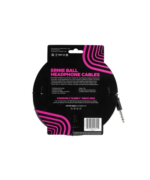ernie Ball 6423 Extension Headphones TRS Jack Grande 6m