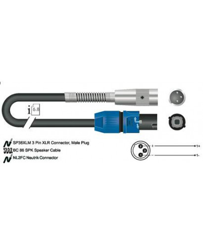 SPEAKON SC56BK cable-050gn conductor 2x2.50 mmq