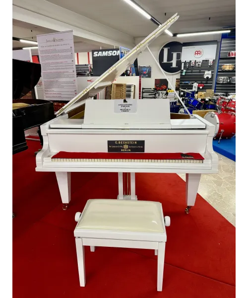 Half-tail piano c. BECHSTEIN white satin + bench