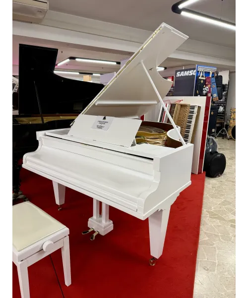 Half-tail piano c. BECHSTEIN white satin + bench