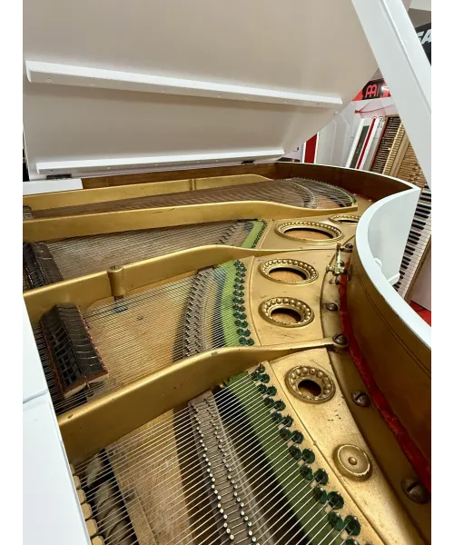 Half-tail piano c. BECHSTEIN white satin + bench