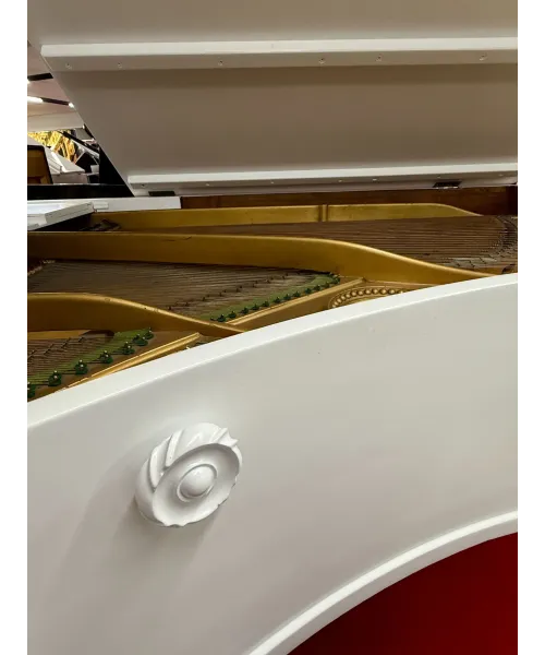 Half-tail piano c. BECHSTEIN white satin + bench