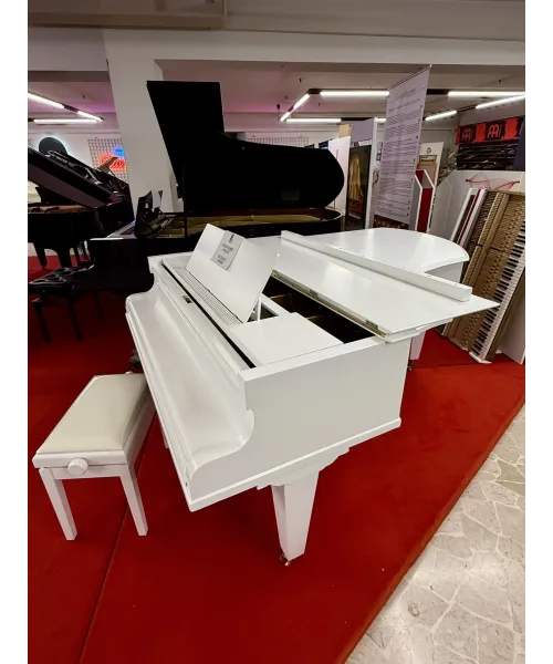 Half-tail piano c. BECHSTEIN white satin + bench