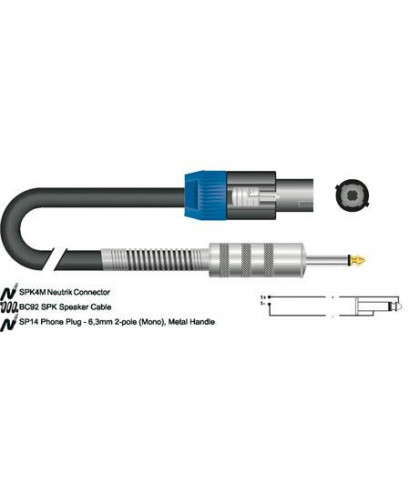 Speakon SC78BK cable-150gd conductor 2x2 mmq