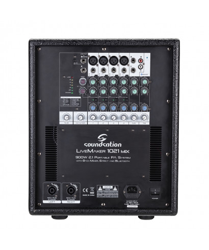 SISTEMA PA 2.1 SOUNDSATION LIVEMAKER 1021 MIX 900W, 2x6.5"+10"