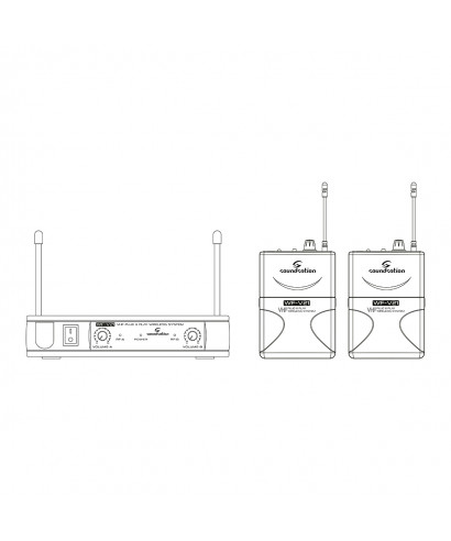 Radiomic. Vhf double SOUNDSATION Wf-V21PPA 2 BODYPACK + HEADSET 213.0 - 215.5mhz
