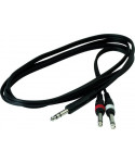 Rockgear RCL 20923 D4 Jack Adapter Cable (M) TRS 6.3mm / 2 Jack (M) TS 6.3mm, 1, 8m