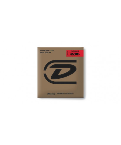 Dunlop DBFS45105M Corde basso Flatwound Scala media Set/4