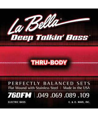 LaBella 760FM-TB Muta di corde lisce per basso 4 corde thru-body