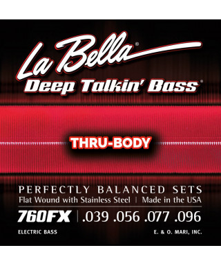 LaBella 760FX-TB Muta di corde lisce per basso 4 corde thru-body