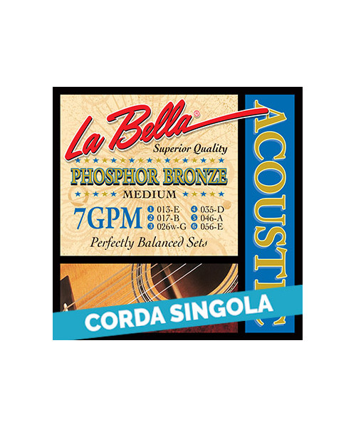 LaBella 72GPM 2nd - 7GPM .017 Corda singola per chitarra acustica